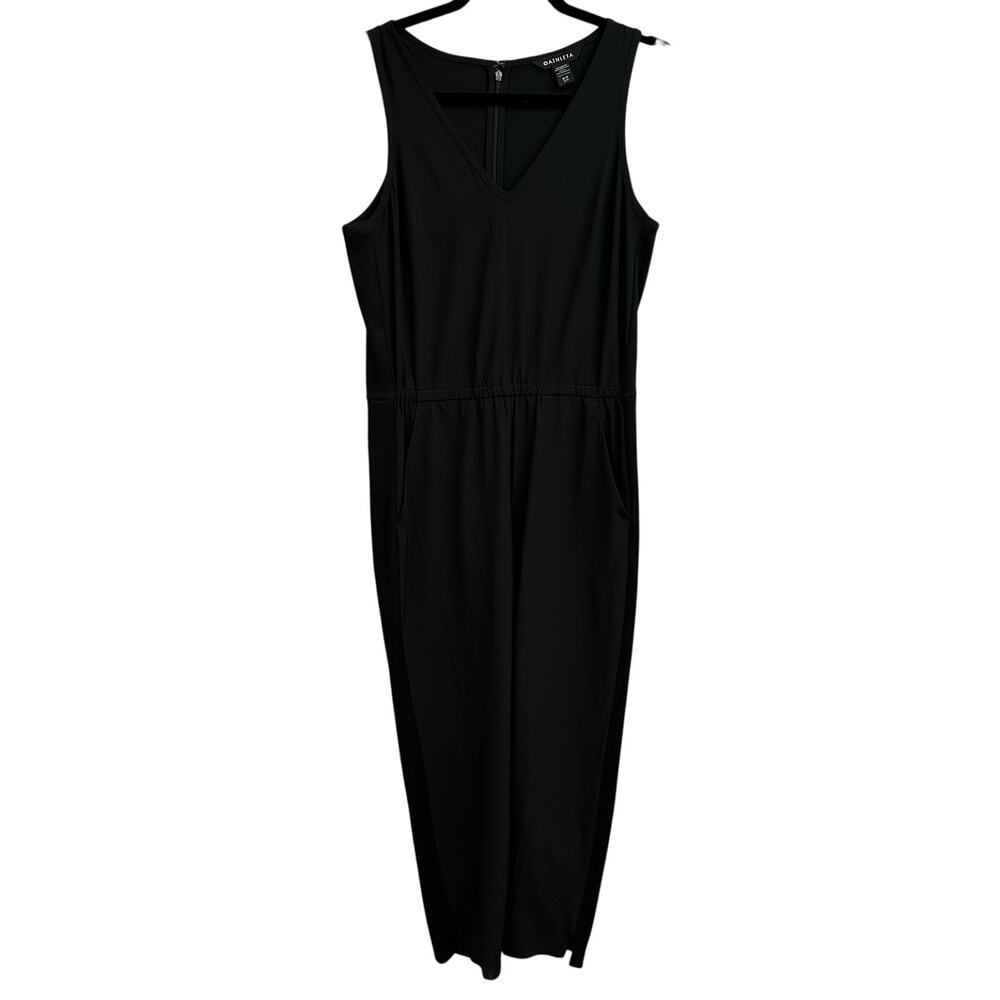 Athleta Brooklyn Sleeveless V Neck Black Jumpsuit Zipper Back Women's 4P